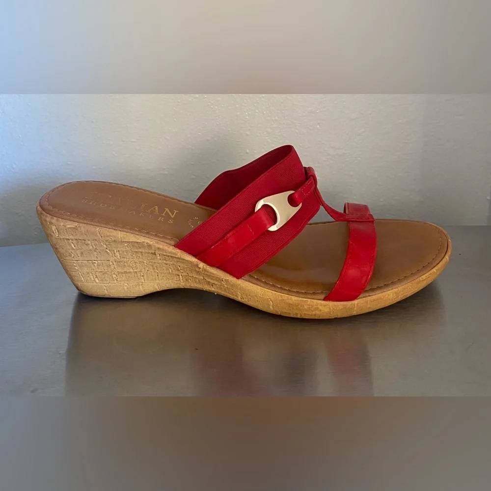 ITALIAN SHOEMAKER ...Elegant Red Wedge Sandals
